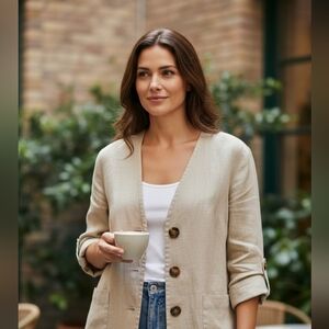 Marvin Richards Khaki 100% Linen Jacket